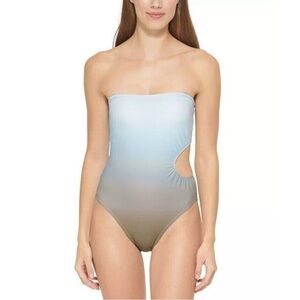 DKNY Cutout Bandeau One Piece Swimsuit